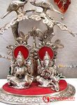 INTERNATIONAL GIFT® Silver Plated Laxmi Ganesh Tree Idol Oxidized Finish with Luxury Velvet Box Pack