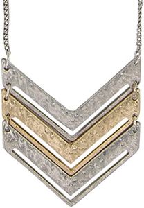 SPUNKYsoul Chevron Necklace (Silver Chain Mixed Medal)