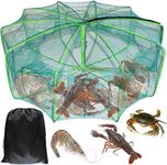 Foldable Fishing Bait Trap, 10 Sides 10 Holes Upgraded Folded Fishing Nets for Minnow Crab Shrimp Crawdad Crayfish, 32in x 10in Portable Nylon Mesh Net Fishing Equipment