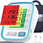 Alcarefam Blood Pressure Machine for Home Use, 3 Color Backlit Blood Pressure Monitor, Automatic BP Machine with 22-42cm Upper Arm Large Cuff, 2x99 Memory & Voice, Heart/Pulse Rate Meter