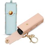 2Pcs Lipstick Holder Keychain Chapstick Holder Keychain for Women, Lip Balm Holder Keychain Lip Gloss Keychain Holder, Portable Lipstick Case for Purse Perfume Fingernail Polish (Pink & Green)