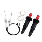 Push Button Piezo Igniter Kit with Spark Ignition Electrode, Replacement for Gas Fireplace, Oven, Heater, Stove, Kitchen Outdoor Igniter - Type of 1 Out 1, 135 Degree Resistance Wire 30cm (Pack of 2)