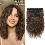 REECHO Hair Extensions, 4PCS Clip in Hair Extensions 12" Short Curly Wavy Brown Hair Extensions Invisible Lace Weft Natural Soft Hairpieces for Women – Ginger Brown