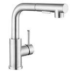 APPASO Kitchen Tap, S304 Stainless Steel Kitchen Sink Tap with Pull-Out Spray Head, High-Pressure Mixer Tap Sink Faucet for G 3/8 Connection Pipe