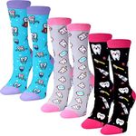 3 Pair Dental Teeth Nurse Socks for Women Novelty Dentist Assistant Teeth Crew Cute Socks for Doctor Nurse Appreciation Gift (Cartoon Style), Cartoon Style, Medium