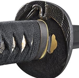 Handmade Sword - Samurai Katana Swords, Functional, Hand Forged, 1045 Carbon Steel, Heat Tempered, Full Tang, Sharp, Crane Tsuba, Red Wooden Scabbard Painted Japanese Crane