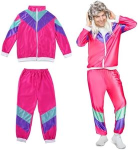 Festicy disfraz años 80 unisex XL I Disfraz pareja adultos, chandal retro I Perfecto para disfraces 2024, y fiestas temáticas I chandal retro años 80 hombre y mujer idóneo para Carnaval 2024
