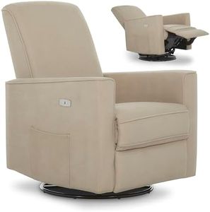 évolur Harlow Upholstered Power Glider Recliner with USB Charging – Rocking & 275° Swivel with Smooth Glide – Greenguard Gold & FSC Certified – Modern Nursery and Living Room Chair in Fawn