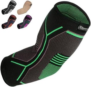 Kunto Fitness Elbow Brace Compression Support Sleeve (Shipped From USA) for Tendonitis, Tennis Elbow, Golf Elbow Treatment - Reduce Joint Pain During Any Activity! (Green, Large)