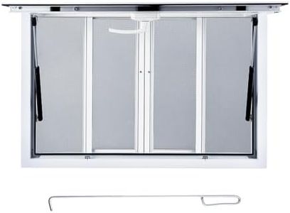 GAOMON Concession Window 36" W x 24" H, Food Truck Service Window with 2 Horizontal Sliding Screen Windows & Awning Door, Aluminum Alloy Serving Window for Food Trucks