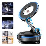 Foluu Upgraded Magnetic Phone Holder, 360° Rotating Adjustable and Foldable Vacuum Adsorption Car Phone Mount Low Noise for iPhone & Android for Car/Gym/Mirror/Smooth Surface (Black)