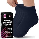 Diabetic Ankle Socks Mens Womens Non-binding Socks Loose Fit Navy 6 Pairs Debra Weitzner