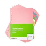 [5 Pack] A4 File Dividers 12 Part | A4 Subject Dividers 12 Part Card Folder Dividers Multi Hole Punched in Assorted Colours | Fit All A4 Portrait File Dividers (5)