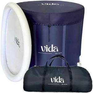 VIDA Ice Bath Tub for Athletes: XL Size, 85x75cm, 112 Gallons, Adult Cold Plunge Tub for Cold Water Therapy/Recovery with Cover, Portable Bathtub for Shower, Quality Material (Navy Blue)