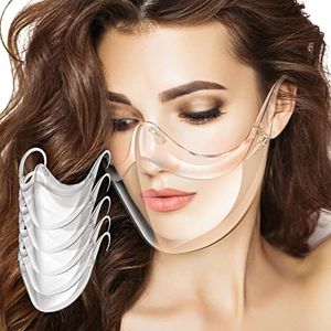 DIGIGRE 5PCS Transparent Face Shield, Lightweight Anti-Fog Clear Face Mask, Sturdy Breathable Clear Face Shield, Plastic Reusable Protective Face Mask for Men and Women