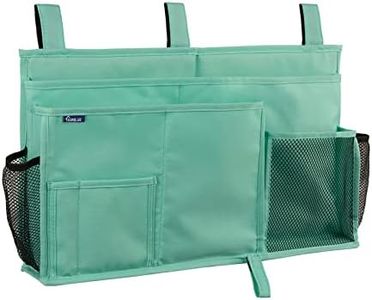 Surblue Bedside Caddy Hanging Bed Organizer Storage Bag Pocket for Bunk and Hospital Beds, College Dorm Rooms Baby Bed Rails, Camp (8 Pockets), Green