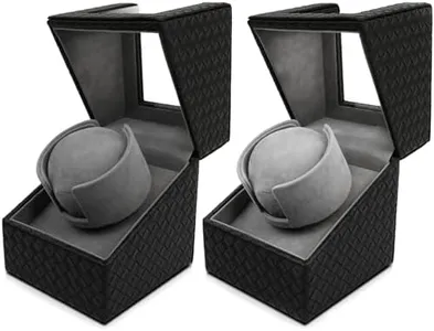 VIIFF Watch Winder, Premium Prismatic Leather with a Super Quiet Japanese Motor, Powered by AC Adapter or Battery The Combination of Dark and Light Colors is Suitable for Couples 2 Pack