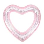 MoKo Inflatable Pool Floats for Adults Kids, Clearance Bachelorette Party Decorations Heart Shaped Swim Ring Summer Swimming Tube Water Fun Beach Wedding Pool Toys Swimming Circle - Glitter Pink