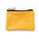 Hibate Small Canvas Coin Purse Holder Wallet Zip Pouch Money Purses Bag for Women Men Kids (Yellow)