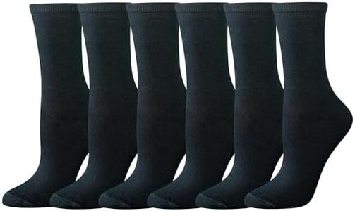 Amazon Essentials Women's Casual Crew Socks, 6 Pairs, Black, 6-9