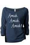 Thread Tank Amuck Amuck Women's Fashion Slouchy 3/4 Sleeves Raglan Lightweight Sweatshirt, Navy, XL