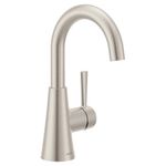 Moen 84021SRN Ronan One-Handle Single Hole Modern Bathroom Sink Faucet with Optional Deck Plate and Spring-Loaded Drain Assembly, Spot Resist Brushed Nickel