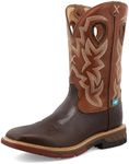 Twisted X Men's 12" Western Work Boot - Safety Alloy Toe Pull-on Boots for Men, Smokey Chocolate & Spice, 9 Wide