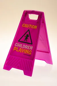 Children Playing Safety Sign for Yards and Driveways (Double-Sided, Purple) - "Caution, Children Playing"