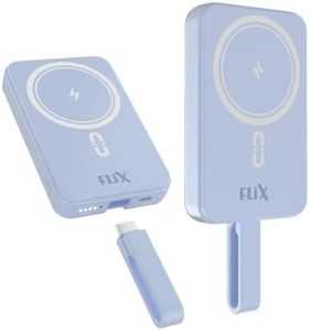 FLiX (Beetel) MagConnect Pro 10k 15W Magnetic Wireless Output,22.5W QC/PD/PPS Pocket Power Bank,Inbuilt Type C & Lightning Reversable Cable Input/Output,LED Display,Perfect for iPhone 12,13,14(Blue)