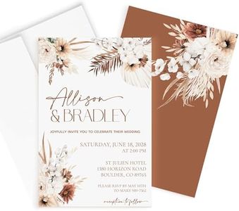 Wedding Invitations and Envelopes, Pampas Grass Boho, Bohemian, Earthy, Personalized