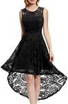 MuaDress 6006 Women's Vintage Floral Lace Sleeveless Hi-Lo Cocktail Formal Swing Dress X-Small Black