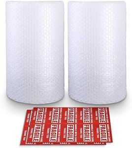 2-Pack Bubble Cushioning Nylon Wrap Rolls, 3/16" x 12" x 72' ft Total, Perforated Every 12", 20 Fragile Stickers for Packaging, Shipping, Mailing