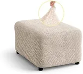 PAULATO BY GA.I.CO. Couch Cover - Sofa Cover - Sofa Slipcover - Furniture Cover - Couch Slipcover - Two-Way Stretch Furniture Slipcover - Made in Italy - Velvet Collection (Ottoman, Ivory)