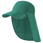 BASSDASH UPF 50+ Foldable Fishing Hat Baseball Cap with Removable Neck Flap Portable for Men Women Golf Hiking, Aqua Green With Foldable Brim, One Size