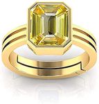 SIDHARTH GEMS 5.25 Ratti Untreatet A+ Quality Natural Yellow Sapphire Pukhraj Gemstone Gold Plated Ring for Women's and Men's (Lab Certified)