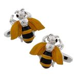 MRCUFF Bumblebee Honey Bee Pair Cufflinks in a Presentation Gift Box & Polishing Cloth