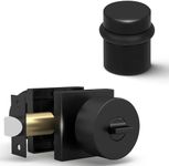 Mega Handles SUANA Collection - Reversible Entrance Door Knob + Door Stopper 1.5IN (Matte Black)