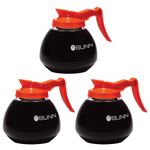 BUNN 12 Cup Commercial Glass Decanter with Black Handle (3 Pack) Orange