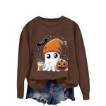 Cute Sweatshirts for Women Halloween Pullover Tops Long Sleeve Sweatshirt Crewneck Graphic Shirts Novelty Sweater Top, Pumpkin Sweatshirt Women Halloween Costume