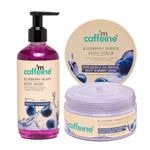 mCaffeine Blueberry Blast Detan & Cleanse Duo for Glowing Skin| Deep Cleanses, Exfoliates, Nourishes| Blueberry Body Wash - 300ml & Bluberry Scrub - 175 g | Fruity Blueberry Aroma for Men & Women