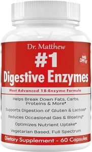 Enzymes for Digestion with Lactase Lipase Amylase Bromelain and 15 more! One of the Best Digestive Enzyme Supplements for IBS, Gallbladder, Gas, Bloating, Constipation Relief. Vegetarian, Gluten-Free