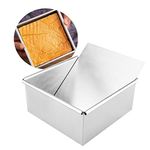 Flunyina Anodized Aluminum Square Cheesecake Pan with Removable Bottom Non-Stick Brownie Chiffon Cake Baking Mold, 1Pack, 8x8x3"