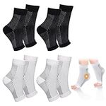 Neuropathy Socks Women, 4 Pairs Functional Socks for Neuropathy, Neuropathy, Men Women Socks Compression Socks Plantar Fasciitis Socks for Neuropathy Pain Ligament Damage Sprained Ankle Weak-S/M