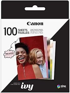 Canon Zink™ Sticky Back Photo Paper Pack (100 Sheets), Compatible to Ivy Mini Photo Printer, Ivy CLIQ +2 Instant Camera Printer and Ivy CLIQ 2 Instant Camera Printer