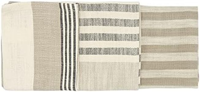 Creative Co-Op Tan & Grey Striped Cotton Tea Towels (Set of 3 Pieces)