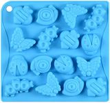 Joyeee 16 Cavity Insect Silicone Mold, 1 Pcs Butterfly Snail Ladybug Bee Bug Chocolate Candy Mold, Insects Cake Muffin Ice Cube Soap Crayon Wax Melt Mold Tray, Reusable Silicone Mold Resin, 26 CM