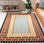 SAFAVIEH Four Seasons Collection Area Rug - 5' x 8', Brown & Blue, Hand-Hooked, Non-Shedding & Easy Care, Ideal for High Traffic Areas in Living Room, Bedroom (FRS476A)