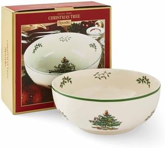 Portmeirion Spode Christmas Tree Serving Bowl - 9-Inch Serving Bowl for serving Pasta, Salad, Fruit, Side Dishes, Holiday Serving Dish, Earthenware - For Serving & Holiday Decor, Dishwasher Safe