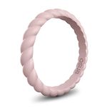 Enso Womens Braided Silicone Ring Pink Sand Size: 6