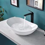 Tysun Vessel Sink Oval, 24'' x 14'' Bathroom Sink above Counter, Porcelain Ceramic Bathroom Vessel Sink, White Bathroom Vessel Vanity Sink